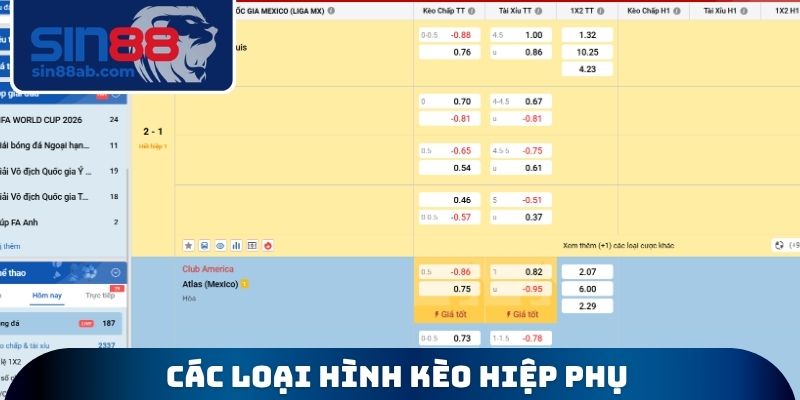 Các loại hình kèo hiệp phụ