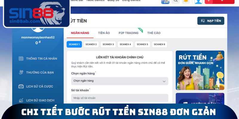 Chi tiết từng bước rút tiền SIN88 cực đơn giản