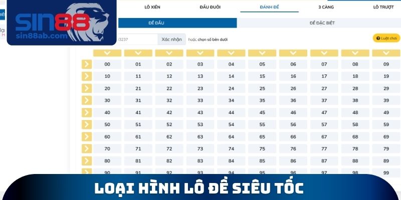 Loại hình lô đề siêu tốc